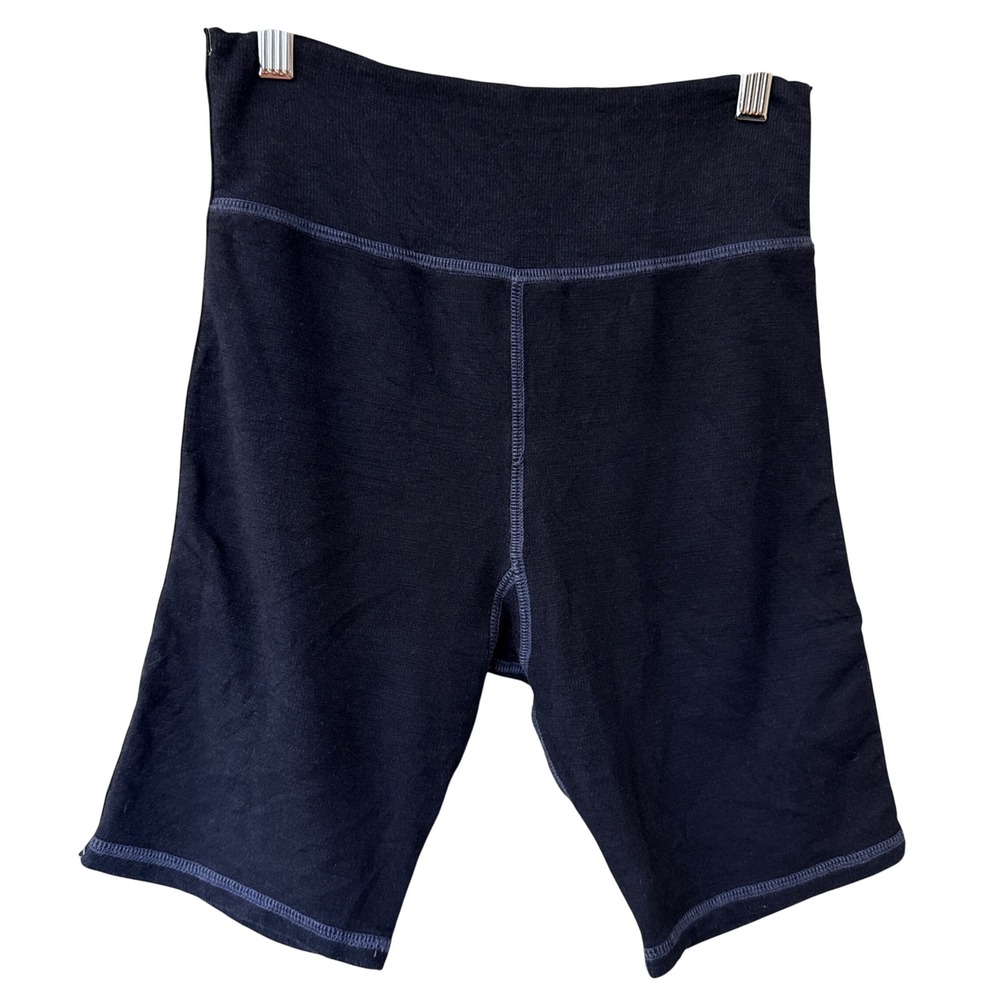 Sundry Women Navy Blue Rainbow Side Stripe High Waisted Biker Shorts Size 0 USA